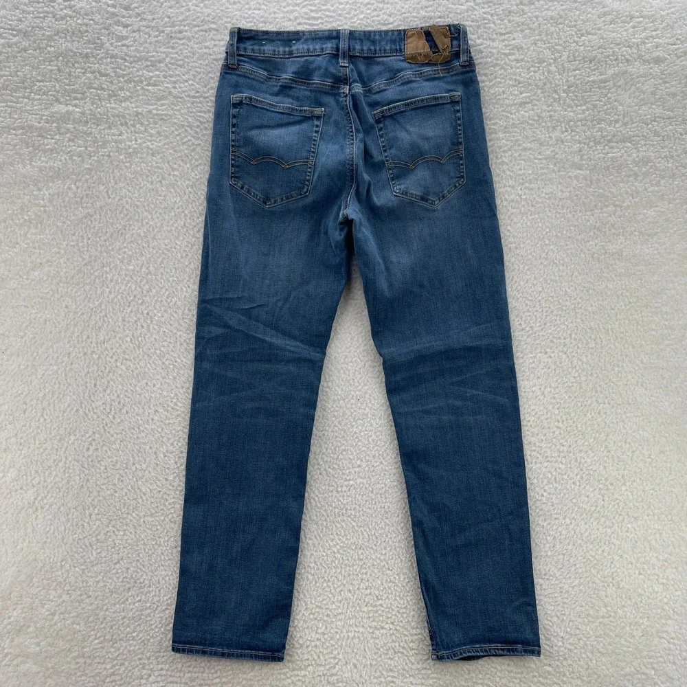 American Eagle Jeans Men 32x32 Blue Original Straight Medium Wash Whisker Grunge